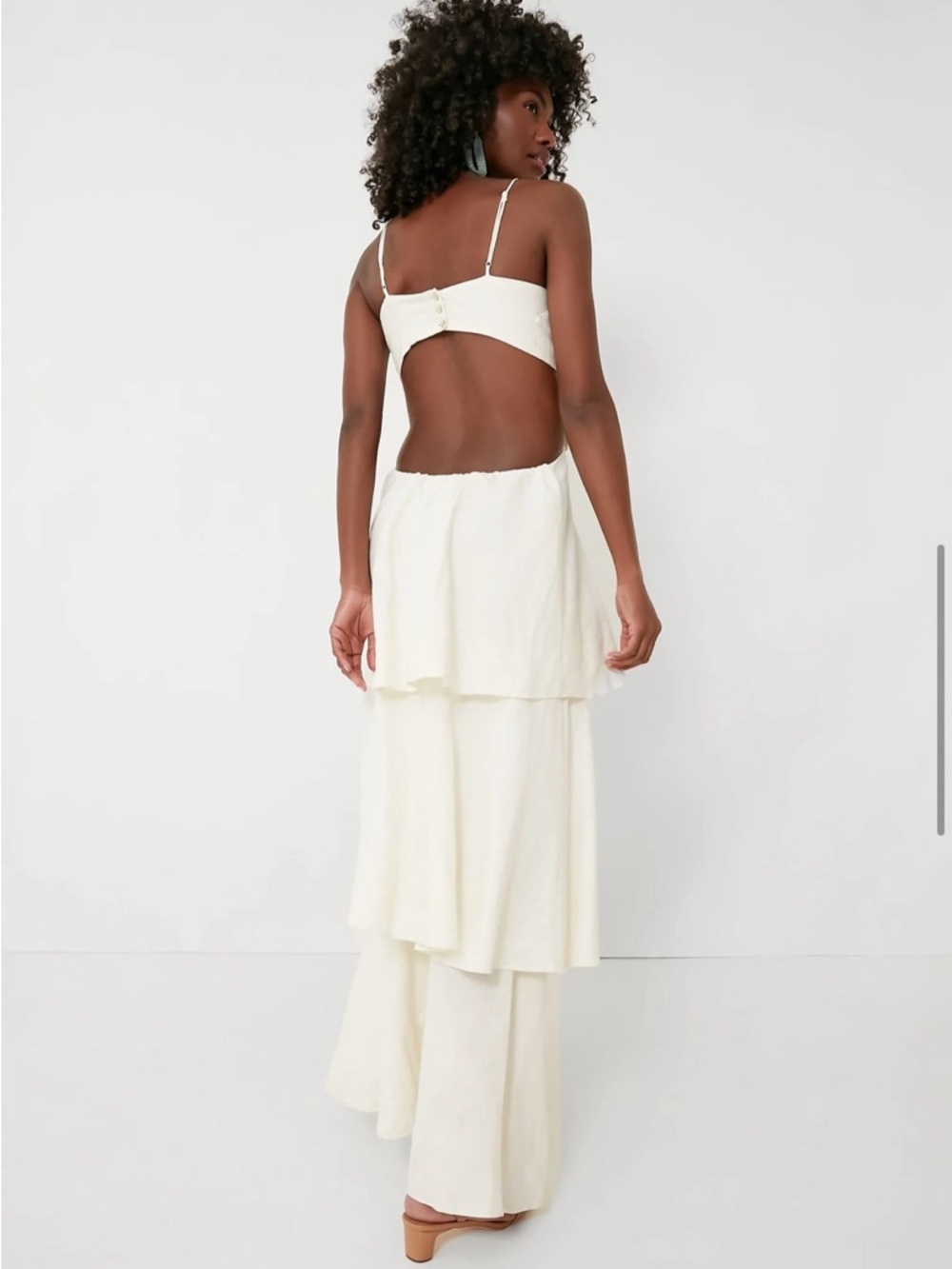 FARM Rio Cream Tiered Maxi Dress with Front Knot - Picture 3 of 8